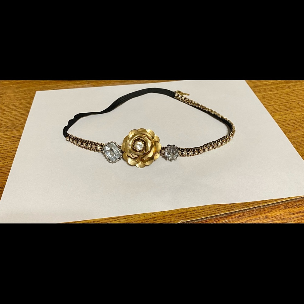 Betsey Johnson gold rose and crystal headband
